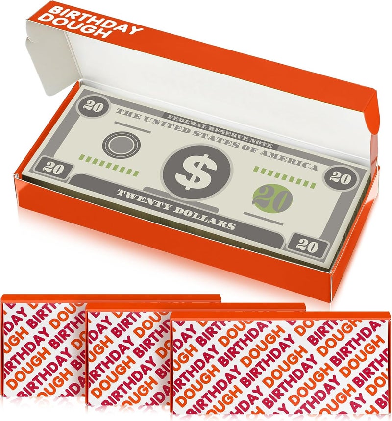 Gilprop 3 Pcs Happy Birthday Surprise Money Holder for Cash Gift Donut Money Gift Box Unique Funny Donut Box Part of a Pizza Is the Dough Cash Gifts for Women Men(Red) - Image 1